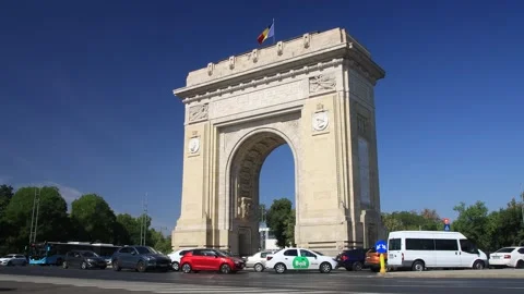 Arc de Triomphe Bucharest 4k Stock Footage 250992197