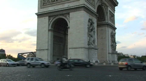 Arc de Triomphe with Car Traffic – Time Lapse Stock Footage 308232