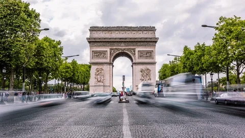 Arc de Triomphe &amp; Champs Elysees time lapse 스톡 동영상 119032277