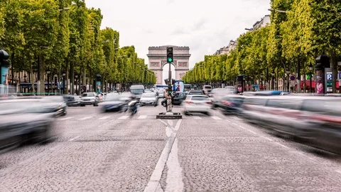 Arc de Triomphe &amp; Champs Elysees time lapse 스톡 동영상 119032322
