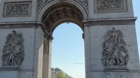 Arc De Triomphe Circling Iconic Monument Bustling Paris HD Video stock 315390675