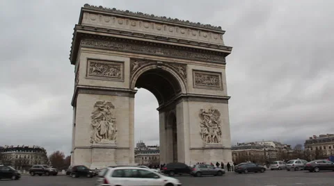 Arc de triomphe in a cloudy day Stock Footage 41953619