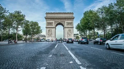 Arc de Triomphe Day to Night 库存影片 12568206