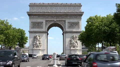 Arc de Triomphe Daylight Long Shot Stock Footage 40417261