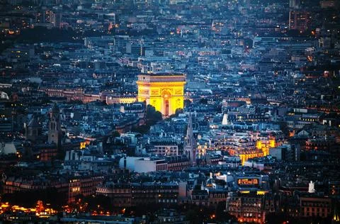 Arc de Triomphe de l Etoile in Paris Aerial view of Arc de Triomphe de l E... Stock-Fotos