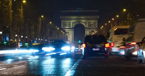 Arc de triomphe de l'Étoile a night time-lapse Stock Footage 144674712