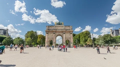 Arc de Triomphe du Carrousel, Paris, France. Hyperlapse video. Stock Footage 86515483
