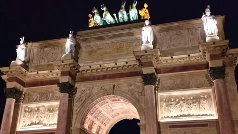 Arc de Triomphe du Carrousel at Night Stock Footage 328203091