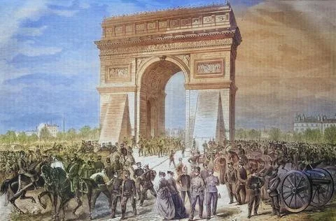 At the Arc de Triomphe during the occupation of the Germans in Paris on 2 March Illustration