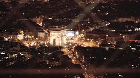 Arc de triomphe Eiffel tower  night view Stock Footage 58764326