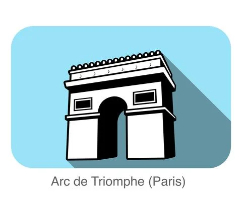 Arc De Triomphe famous landmark flat icon design, Famous scenic spot Stock-Illustration