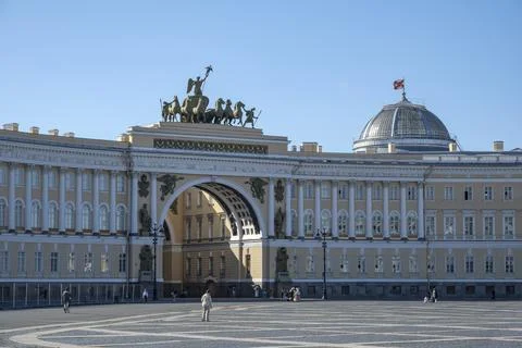 The Arc de Triomphe of the General Staff. Palace Square in the Saint Petersburg Stock Photos