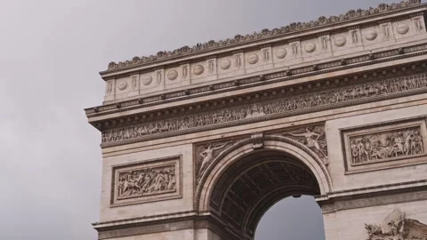 Arc de Triomphe, iconic landmark in Paris, known for historic architecture and Stock Footage 276545946