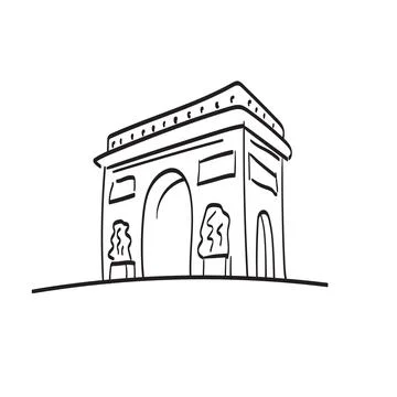 Arc de Triomphe illustration vector isolated on white background line art Stock Illustration