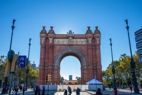 Arc de Triomphe at the intersection of Passeig de Llus Companys and Passeig d Foto stock