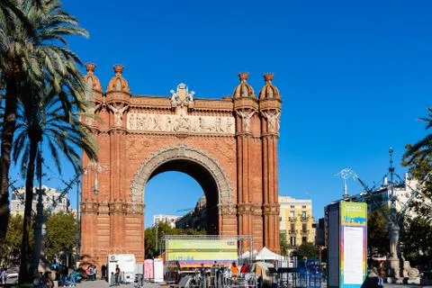 Arc de Triomphe at the intersection of Passeig de Llus Companys and Passeig d Stock Photos