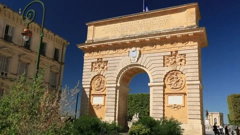 The Arc de Triomphe, landmark of Montpellier, France. Stock Footage 202270501