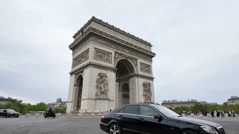 Arc de Triomphe Landmark with Traffic in Paris France Stock Footage 334921489