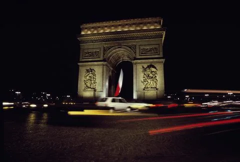 Arc de Triomphe lit up at night, Paris, France Stock Photos