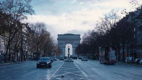 Arc de Triomphe located in Paris, in autumn scenery Stock Footage 167610162
