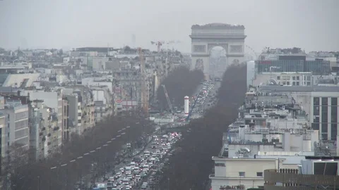 Arc De Triomphe long shot Stock Footage 83582224