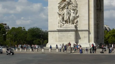 Arc De Triomphe with lots of visitors on a sunny day, Paris, France Stock Footage 29667629