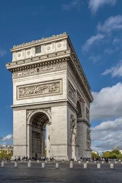The Arc de Triomphe is a major monument in Paris, France Stock Photos