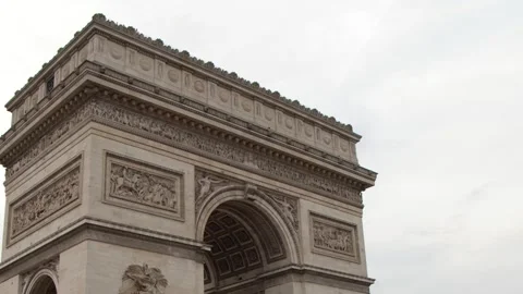 Arc de Triomphe Monument with Intricate Stone Carvings in Paris Stock-Footage 342236264