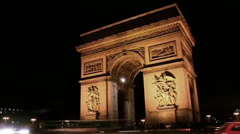 Arc de Triomphe by night Video stock 11160638