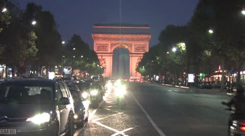 Arc de Triomphe at Night Video stock 27206543