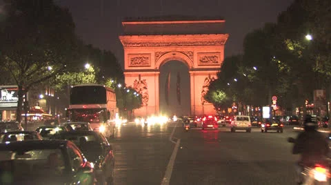 Arc de Triomphe at Night Stock Footage 27206790