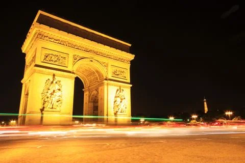 Arc de triomphe at night, paris Stock Photos