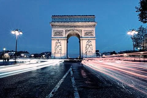 The arc de triomphe by night Stock Photos
