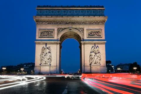 Arc de triomphe by night Stock Photos