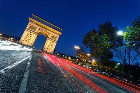 The "arc de triomphe" by night Stock Photos