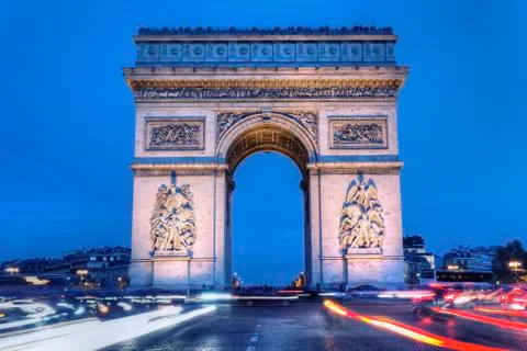 The arc de triomphe by night Stock Photos