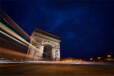 Arc de triomphe at night Stock Photos