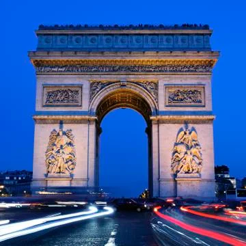 Arc de triomphe by night square Stock Photos