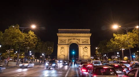 Arc de triomphe night time lapse Stock Footage 58781442