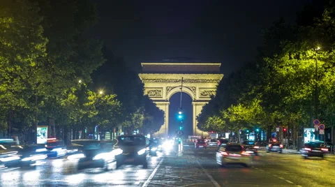 Arc de Triomphe Night Time Lapse. Video stock 61719660