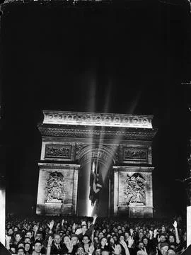 Arc de Triomphe Night View, Paris, France Stock Photos