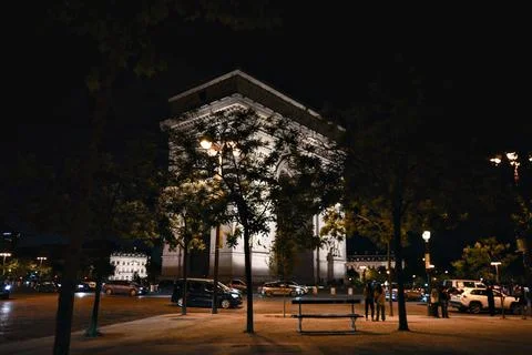 Arc de Triomphe night view Paris France Stock Photos