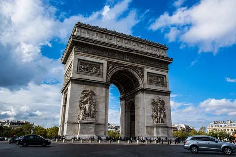 Arc de Triomphe or Triumphal Arch of the Star in Paris. Foto stock