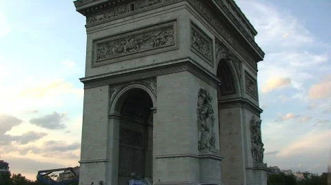 Arc de Triomphe – Panning Up Stock Footage 308205