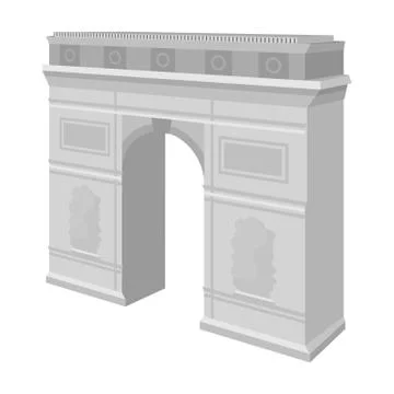 Arc de Triomphe in Paris. Arch Building single icon in monochrome style vector Stock Illustration