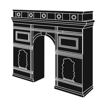 Arc de Triomphe in Paris. Arch Building single icon in black style vector symbol Stock Illustration