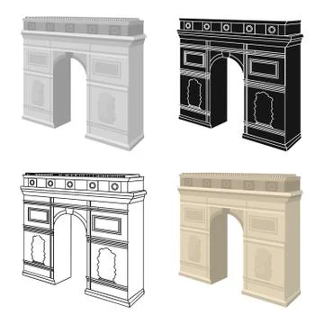Arc de Triomphe in Paris. Arch Building single icon in cartoon style vector Illustrazione stock