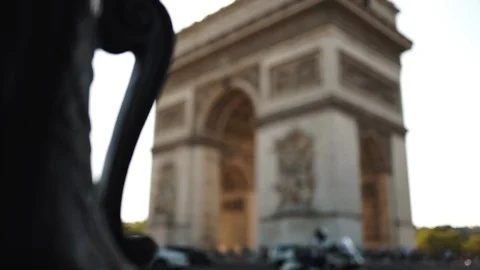 Arc de Triomphe in Paris, city traffic Stock Footage 123739846