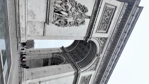 Arc de Triomphe in Paris featuring historical bas relief sculptures on an Stock Footage 330910700