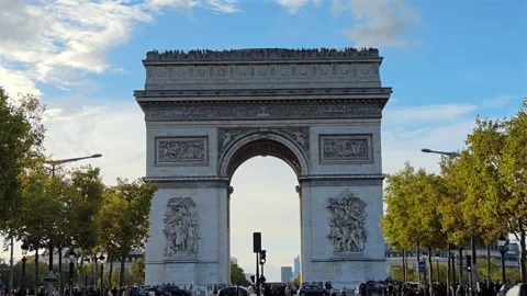 Arc de Triomphe in Paris front view Stock Footage 329098395